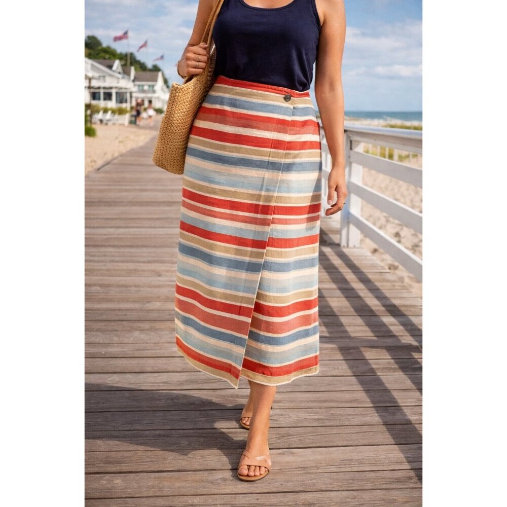 Cambridge Dry Goods Company stripe wrap maxi skirt